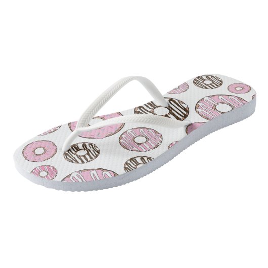 Donuts, roze donuts, witte donuts teenslippers (Schuin)