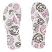 Donuts, roze donuts, witte donuts teenslippers (Voetbed)