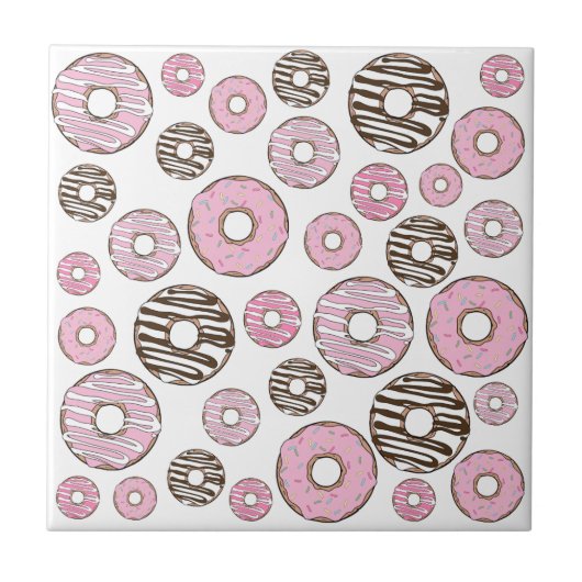 Donuts, roze donuts, witte donuts tegeltje (Voorkant)