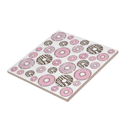 Donuts, roze donuts, witte donuts tegeltje (Zijkant)