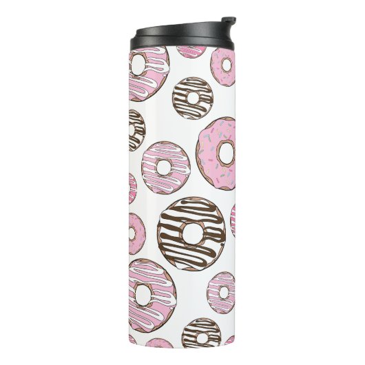 Donuts, roze donuts, witte donuts thermosbeker (Gedraaid links)