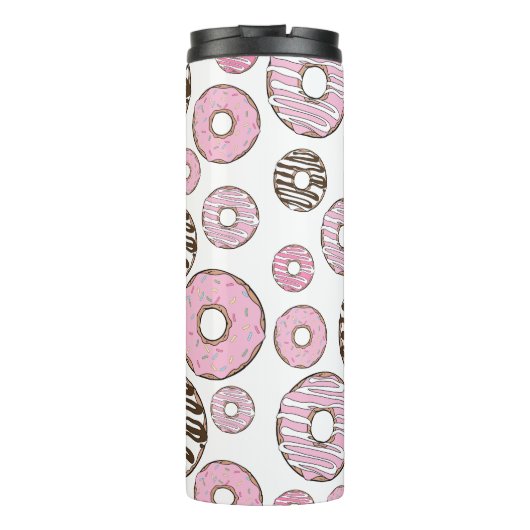 Donuts, roze donuts, witte donuts thermosbeker (Achterkant)