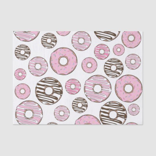 Donuts, roze donuts, witte donuts tissuepapier (Voorkant)