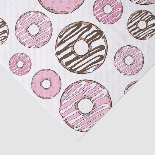 Donuts, roze donuts, witte donuts tissuepapier (Detail)