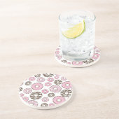 Donuts, roze donuts, witte donuts zandsteen onderzetter (Zijkant)