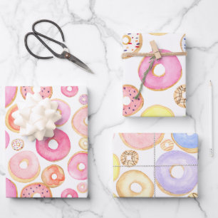 Donuts Roze Paars geel Inpakpapier Vel