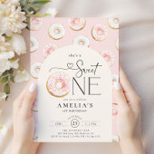 Donuts Roze Zoete Eén 1e Verjaardag Kaart