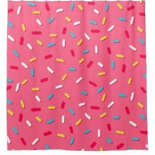 Donut's ruit naadloos patroon, roze achtergrond, t douchegordijn
