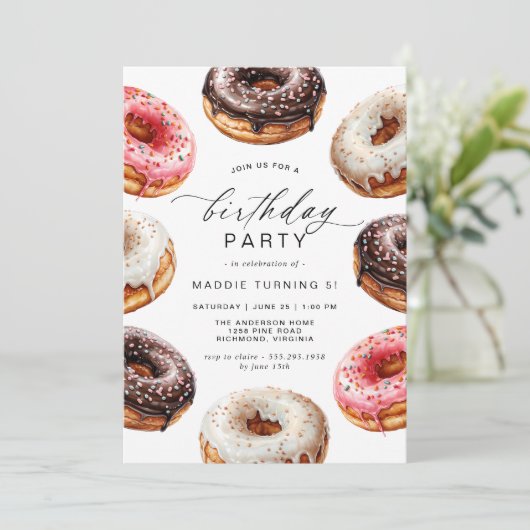 Donuts | Schattige Dessert Thema Meisjes Verjaarda Kaart (Staand voorkant)