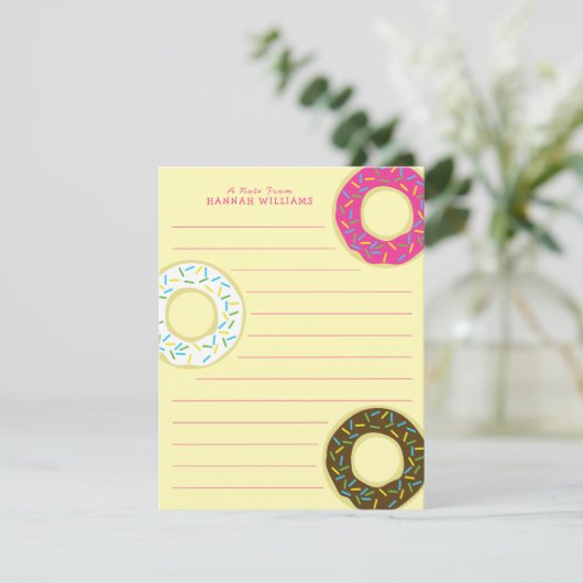 Donuts Schattige Kind platte Briefpapier Kaarten d (Staand voorkant)