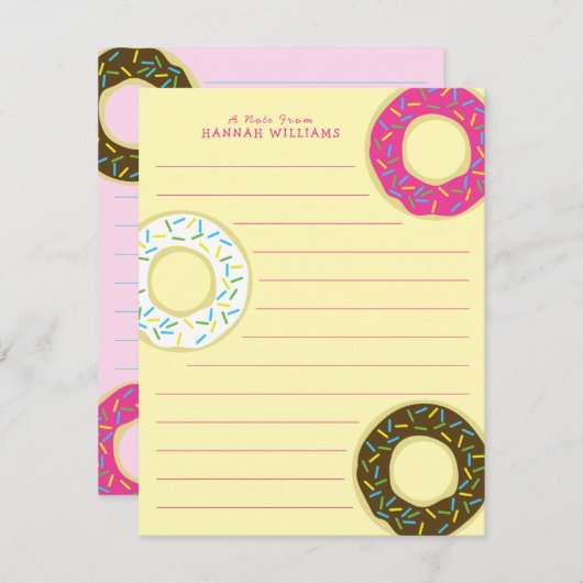 Donuts Schattige Kind platte Briefpapier Kaarten d (Voorkant / Achterkant)