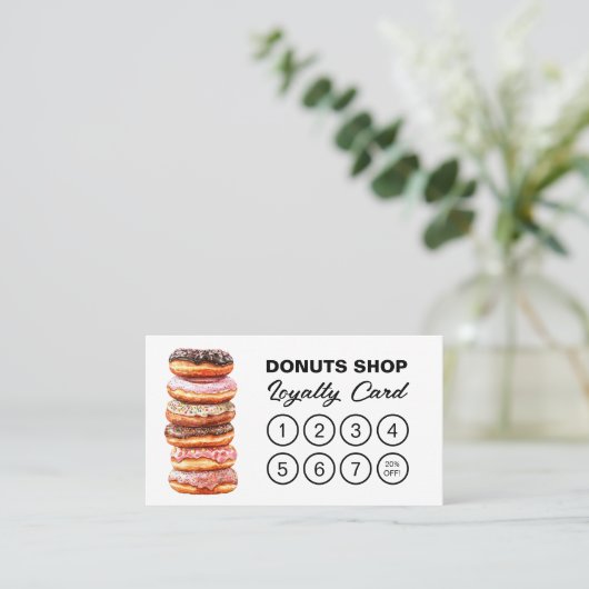Donuts Shop Bakkerij Schattigee QR Code Loyalty Ka (Staand voorkant)