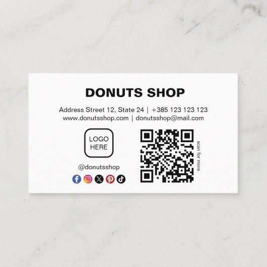 Donuts Shop Bakkerij Schattigee QR Code Loyalty Ka (Achterkant)