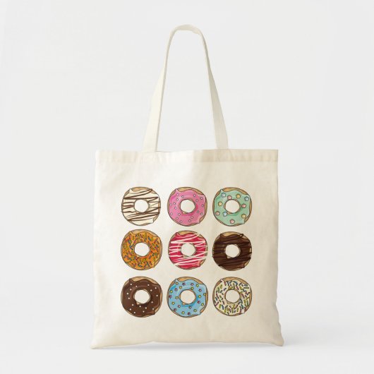 Donuts snoeit mijn kleurige canvas tas (Voorkant)