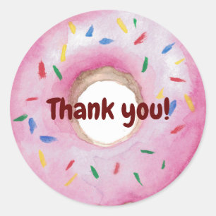 Donuts Spikkels Waterverf Bedankt Ronde Sticker