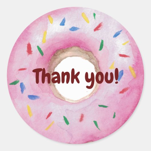Donuts Spikkels Waterverf Bedankt Ronde Sticker (Voorkant)