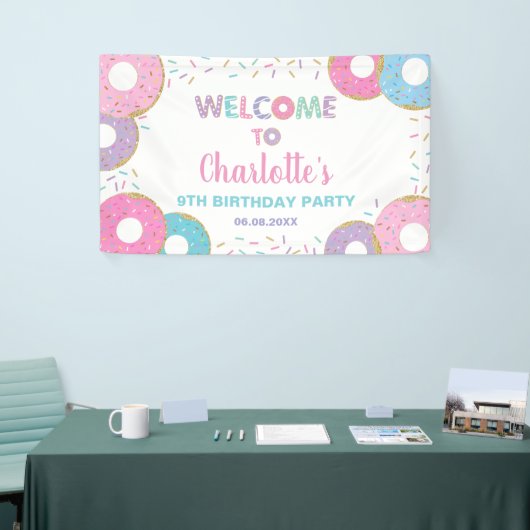 Donuts Sprinkles Birthday Baby shower Backdrop Spandoek (Beurs)