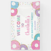 Donuts Sprinkles Birthday Baby shower Backdrop Spandoek (Verticaal)