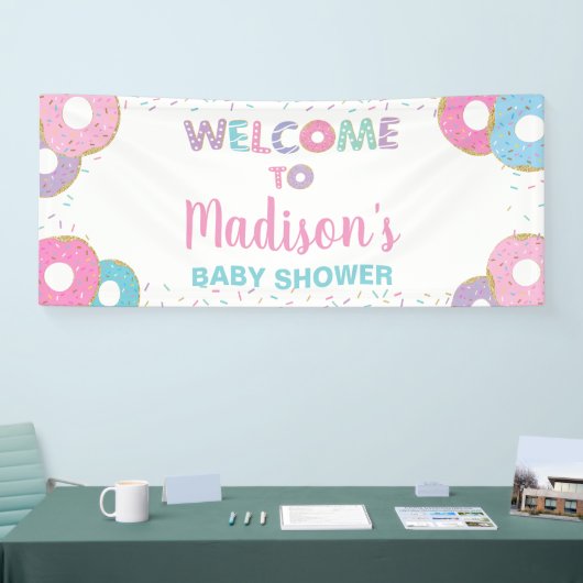 Donuts Sprinkles Birthday Baby shower Backdrop Spandoek (Beurs)