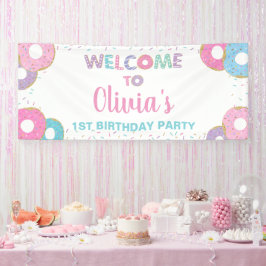 Donuts Sprinkles Birthday Baby shower Backdrop Spandoek