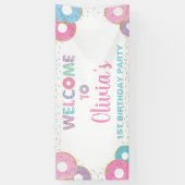 Donuts Sprinkles Birthday Baby shower Backdrop Spandoek (Verticaal)