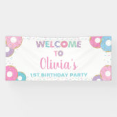 Donuts Sprinkles Birthday Baby shower Backdrop Spandoek (Horizontaal)