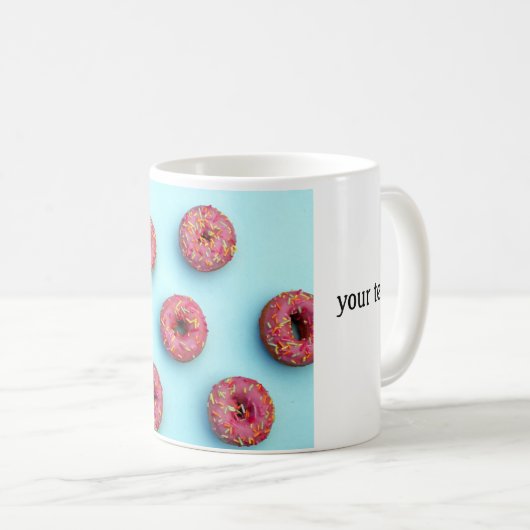 donuts sproinkles op donuts roze blauwe heldere mo koffiemok (Voorkant rechts)