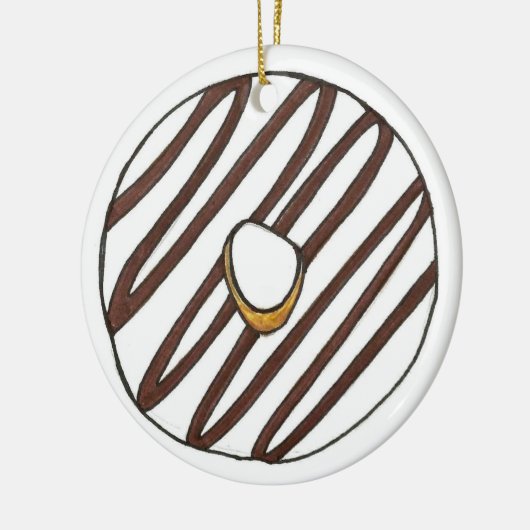Donuts Strawberry Vanilla Zebra Stripe Doughnut Keramisch Ornament (Links)