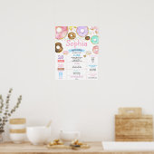 Donuts Sweet Girl First Birthday Milestone Poster (Keuken)