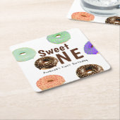Donuts Sweet One 1e Verjaardag Kartonnen Onderzetters (Schuin)