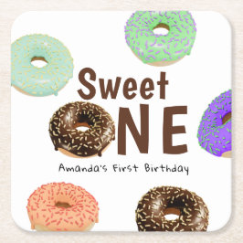 Donuts Sweet One 1e Verjaardag Kartonnen Onderzetters