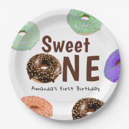 Donuts Sweet One 1e Verjaardag Papieren Bordje