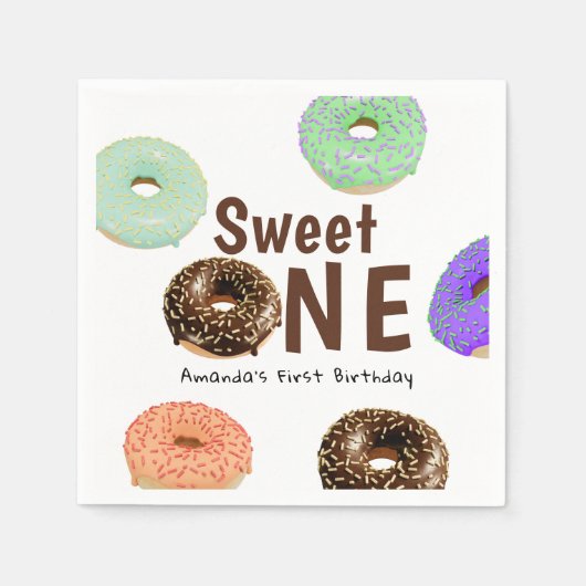 Donuts Sweet One 1e Verjaardag Servet (Voorkant)