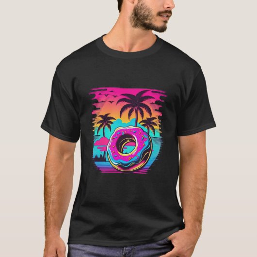 Donuts Synthwave 80s Retrowave Esthetisch 1 T-shirt (Voorkant)