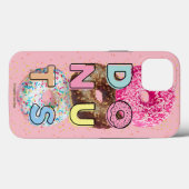 Donuts Typografie ontwerp over Donut Achtergrond Case-Mate iPhone Case (Achterkant (horizontaal))