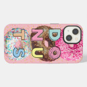 Donuts Typografie ontwerp over Donut Achtergrond iPhone Hoesje (Achterkant horizontaal)