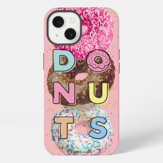Donuts Typografie ontwerp over Donut Achtergrond iPhone Hoesje (Achterkant)