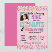 Donuts & Unicorns Threadparty Invitation Kaart (Voorkant / Achterkant)