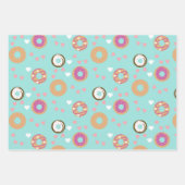 Donuts Valentijnsdag Harten Rode roze Blauwgroen Inpakpapier Vel (Voorkant 3)