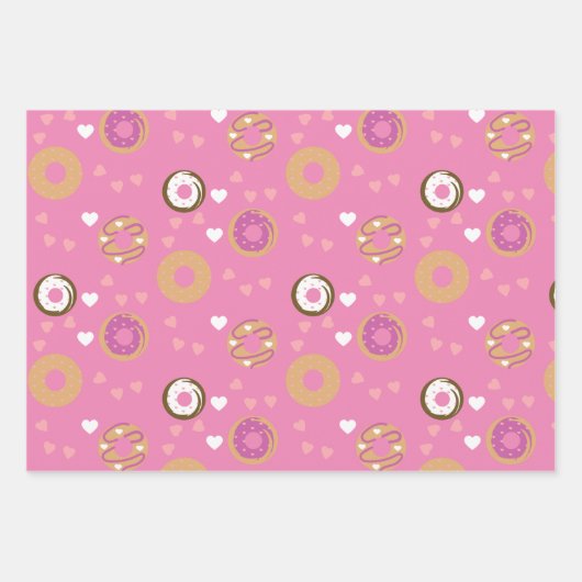 Donuts Valentijnsdag Harten Rode roze Blauwgroen Inpakpapier Vel (Voorkant 2)