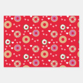 Donuts Valentijnsdag Harten Rode roze Blauwgroen Inpakpapier Vel (Voorkant)
