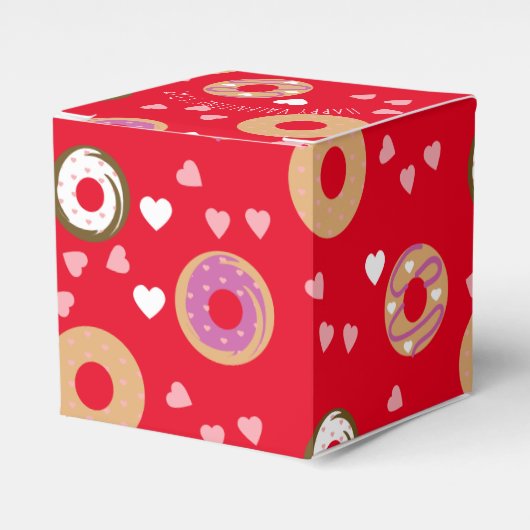 Donuts Valentijnsdag Harten Rood Roze Bedankdoosjes (Voorkant Zijde)