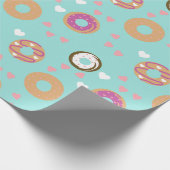 Donuts Valentijnsdag Harten Rood Zee Teal Cadeaupapier (Hoek)