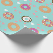 Donuts Valentijnsdag Hearts Red Zee Blauwgroen Cadeaupapier (Hoek)