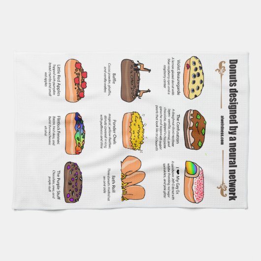 Donuts van AI Weirdness - Kitchen Towel Theedoek (Horizontaal)