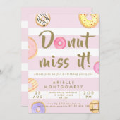 Donuts van roze en goudkleurige Waterverf Kaart (Voorkant / Achterkant)