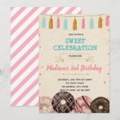 Donuts verjaardag baby shower uitnodiging (Voorkant / Achterkant)