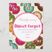 Donuts verjaardagsfeestje bedankje bedankkaart (Voorkant / Achterkant)