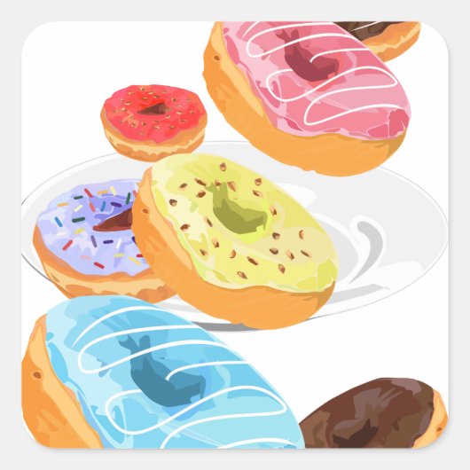 Donuts Vierkante Sticker (Voorkant)