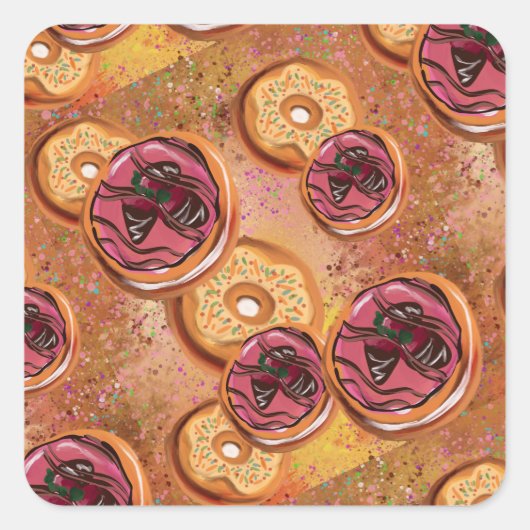 Donuts Vierkante Sticker (Voorkant)